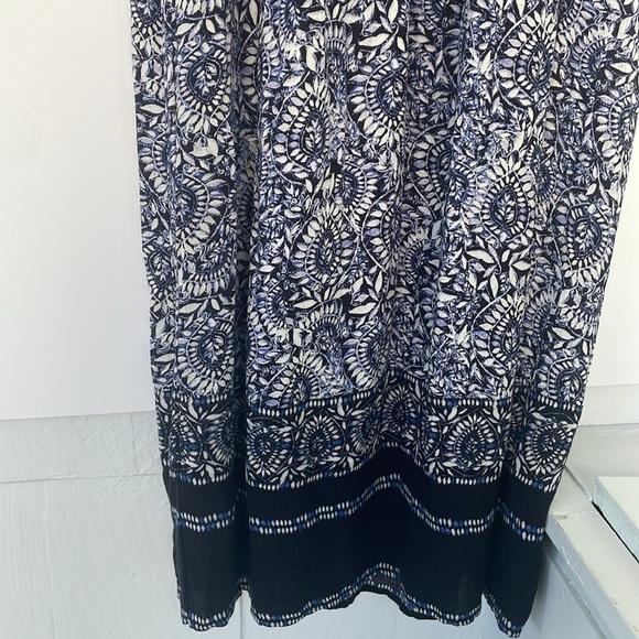 Fat Face Blue Anna Batik Midi Dress Blue White Sleeveless with Pockets 18 Short - Picture 10 of 17
